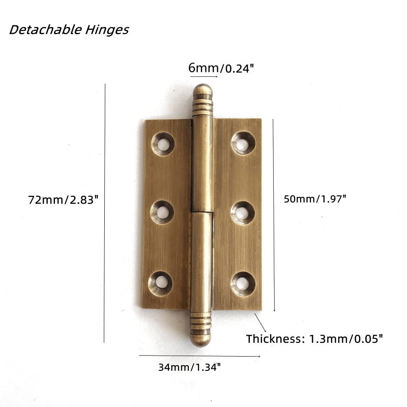 dophee 2pcs Vintage Industrial Style Folding Butt Hinges with Screws for Cupboard Cabinet Door Wardrobe Wooden Boxes Cases Furniture Hardware, Antique Brass, 2.83"x1.97"x1.34" - Image 5